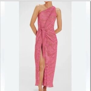 EUC VIX Kiana Pink Zebra Mesh Cover Up Dress One Shoulder